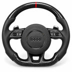Version cuir lisse noir du même volant, haut et bas en carbone brillant, Audi A3, S3 et RS3 8V (palettes au volant en option, non comprises)