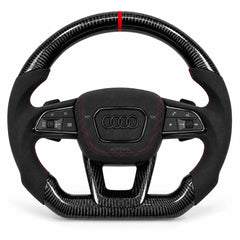 Volant carbone Audi A3, S3 et RS3 8Y en forme sportive : bas aplati et prise plus épaisse