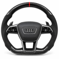 Forme d'origine du volant, comme le volant de série : haut rond, bas légèrement aplati, Audi RS6, RS7 et A6 C8