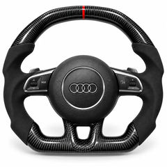 Volant carbone Audi TT 8J, R8 et RS3 8P en forme sportive : bas aplati et prise plus épaisse