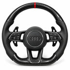 Version cuir lisse noir du même volant, haut et bas en carbone brillant, Audi TT 8S et R8 4S (palettes au volant en option, non comprises)