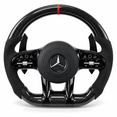 Forme d'origine du volant, comme le volant de série : haut rond, bas légèrement aplati, Mercedes Classe A W177, CLA et Classe C